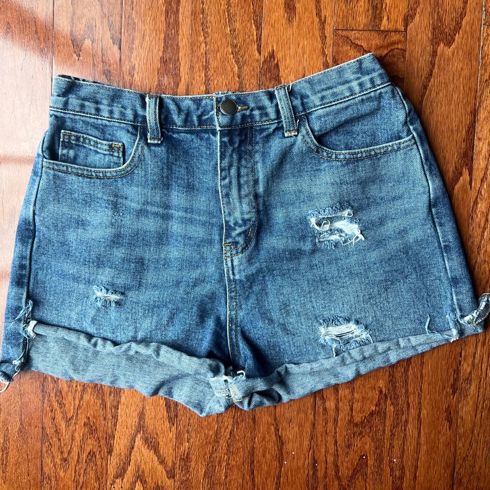 Fashion Nova Distressed Blue Jean Shorts